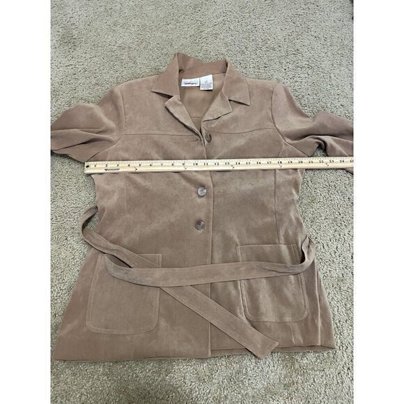 Worthington Petite Blazer Jacket Tie Front Career Casual Tan Size 12P - Picture 3 of 13